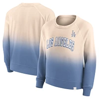 Women's Fanatics Tan/Royal Los Angeles Dodgers Luxe Lounge Arch Raglan Pullover Sweatshirt