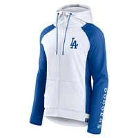 Sweat à capuche entièrement zippé pour femmes Fanatics blanc/Royal Los Angeles Dodgers End Around