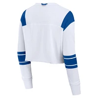 Women's Fanatics  White Los Angeles Dodgers Stretch Cropped Fashion Long Sleeve T-Shirt