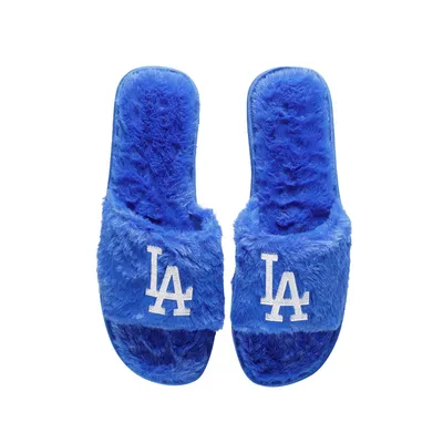 Los Angeles Dodgers FOCO Women's Rhinestone Fuzzy Slippers - Royal