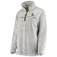 Women's G-III 4Her by Carl Banks Gray Los Angeles Dodgers Sherpa Quarter-Zip Pullover Jacket
