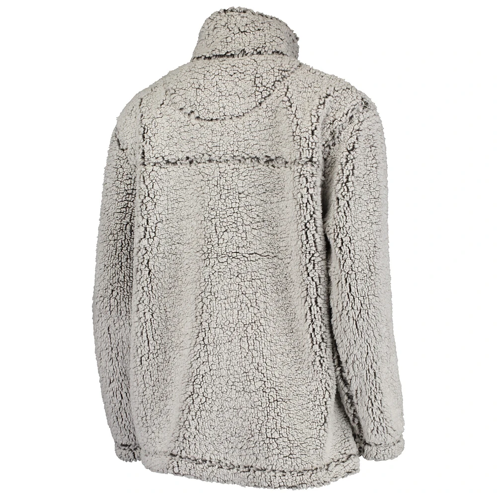 Women's G-III 4Her by Carl Banks Gray Los Angeles Dodgers Sherpa Quarter-Zip Pullover Jacket