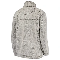 Women's G-III 4Her by Carl Banks Gray Los Angeles Dodgers Sherpa Quarter-Zip Pullover Jacket