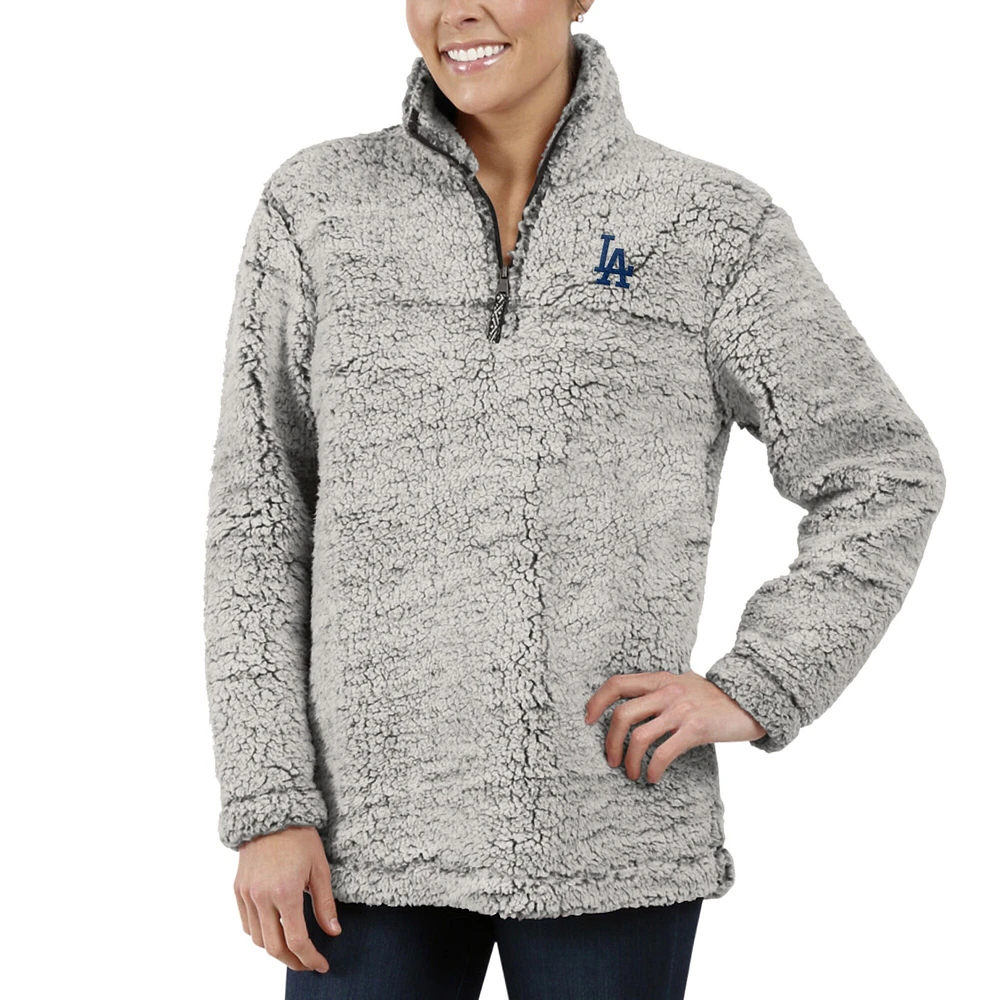 Women's G-III 4Her by Carl Banks Gray Los Angeles Dodgers Sherpa Quarter-Zip Pullover Jacket
