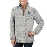 Women's G-III 4Her by Carl Banks Gray Los Angeles Dodgers Sherpa Quarter-Zip Pullover Jacket