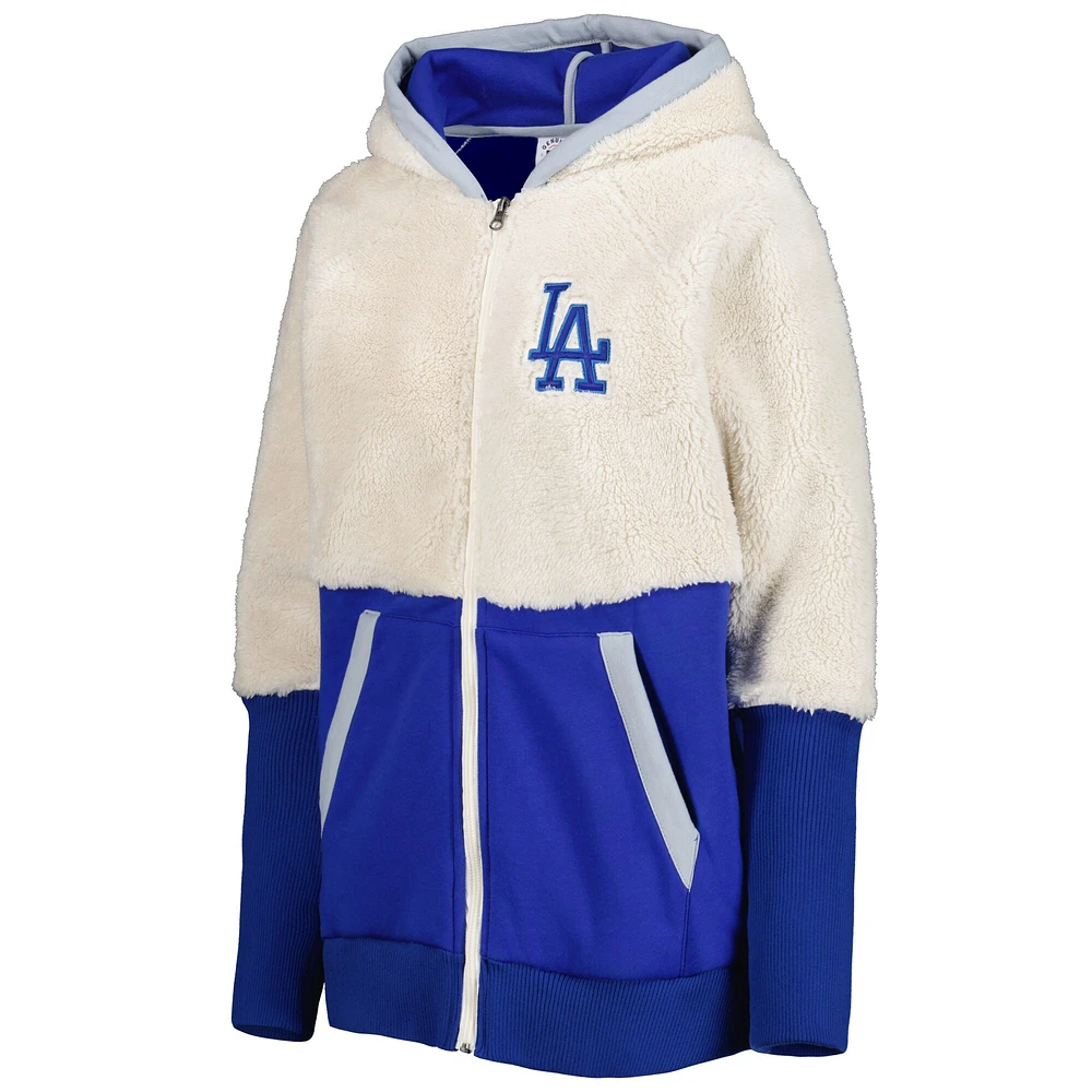 Sweat à capuche Raglan pour femme G-III 4Her by Carl Banks Oatmeal/Royal Los Angeles Dodgers Shuffle It