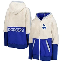 Sweat à capuche Raglan pour femme G-III 4Her by Carl Banks Oatmeal/Royal Los Angeles Dodgers Shuffle It