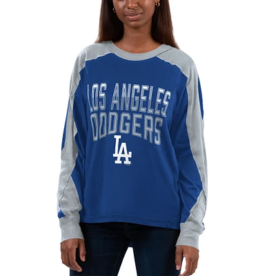 T-shirt à manches longues G-III 4Her par Carl Banks pour femmes, Royal/Blanc, Los Angeles Dodgers Smash Raglan