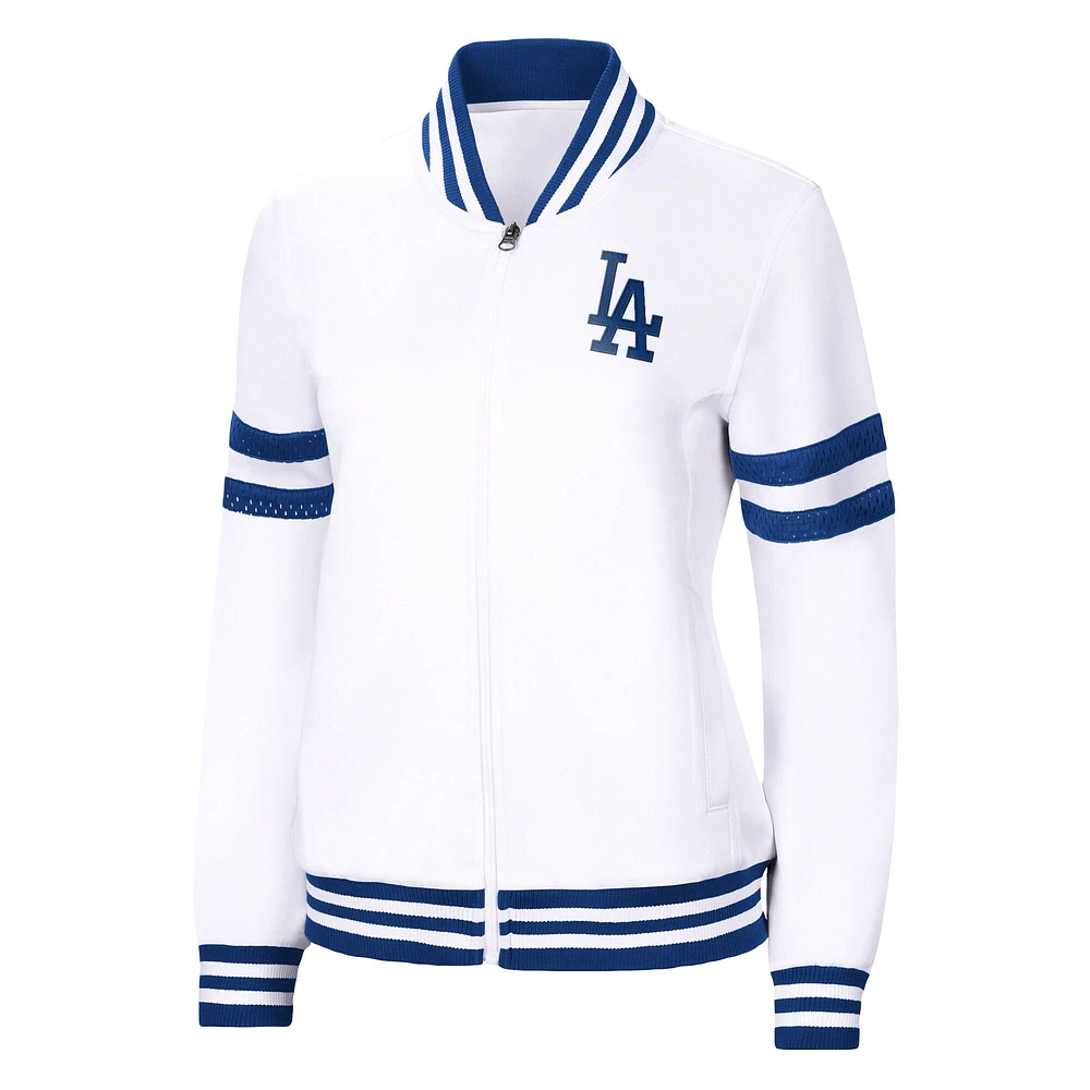 Women's G-III 4Her by Carl Banks White Los Angeles Dodgers Pre-Game - Full-Zip Track Jacket