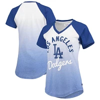 Women's G-III Sports by Carl Banks Royal/White Los Angeles Dodgers Shortstop Ombre Raglan V-Neck T-Shirt