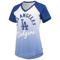 Women's G-III Sports by Carl Banks Royal/White Los Angeles Dodgers Shortstop Ombre Raglan V-Neck T-Shirt