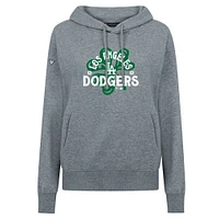 Women's Levelwear  Gray Los Angeles Dodgers St. Patrick's Day Adorn Shamrock Pullover Hoodie