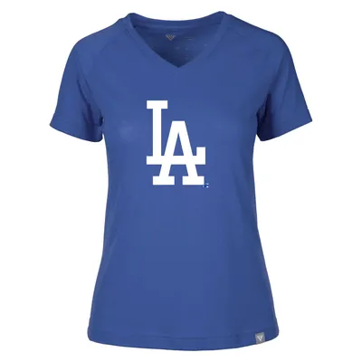 Women's Royal Los Angeles Dodgers Plus Size Cloud V-Neck T-Shirt