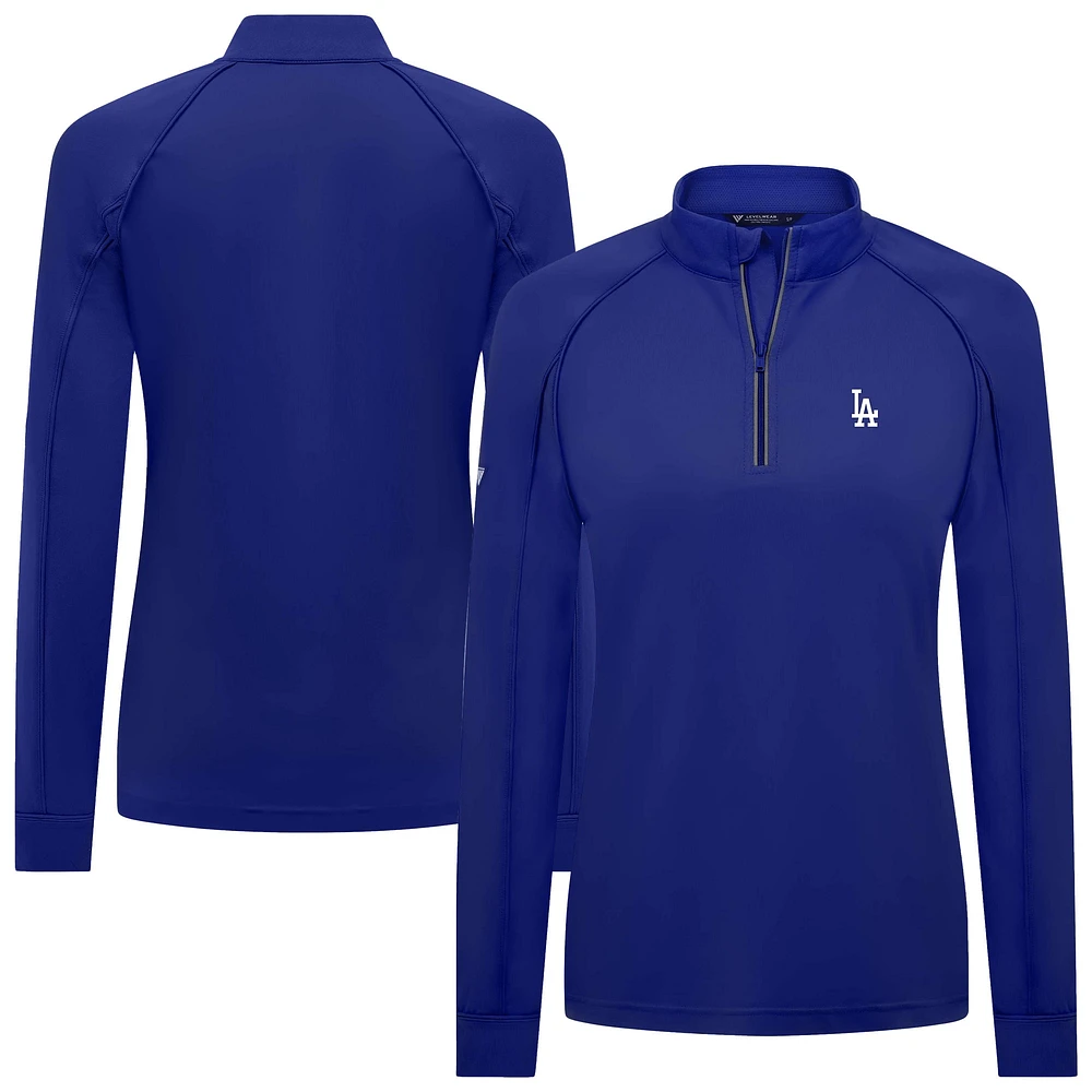 Women's Levelwear Royal Los Angeles Dodgers Kinetic Insignia 2.0 Raglan Quarter-Zip Top