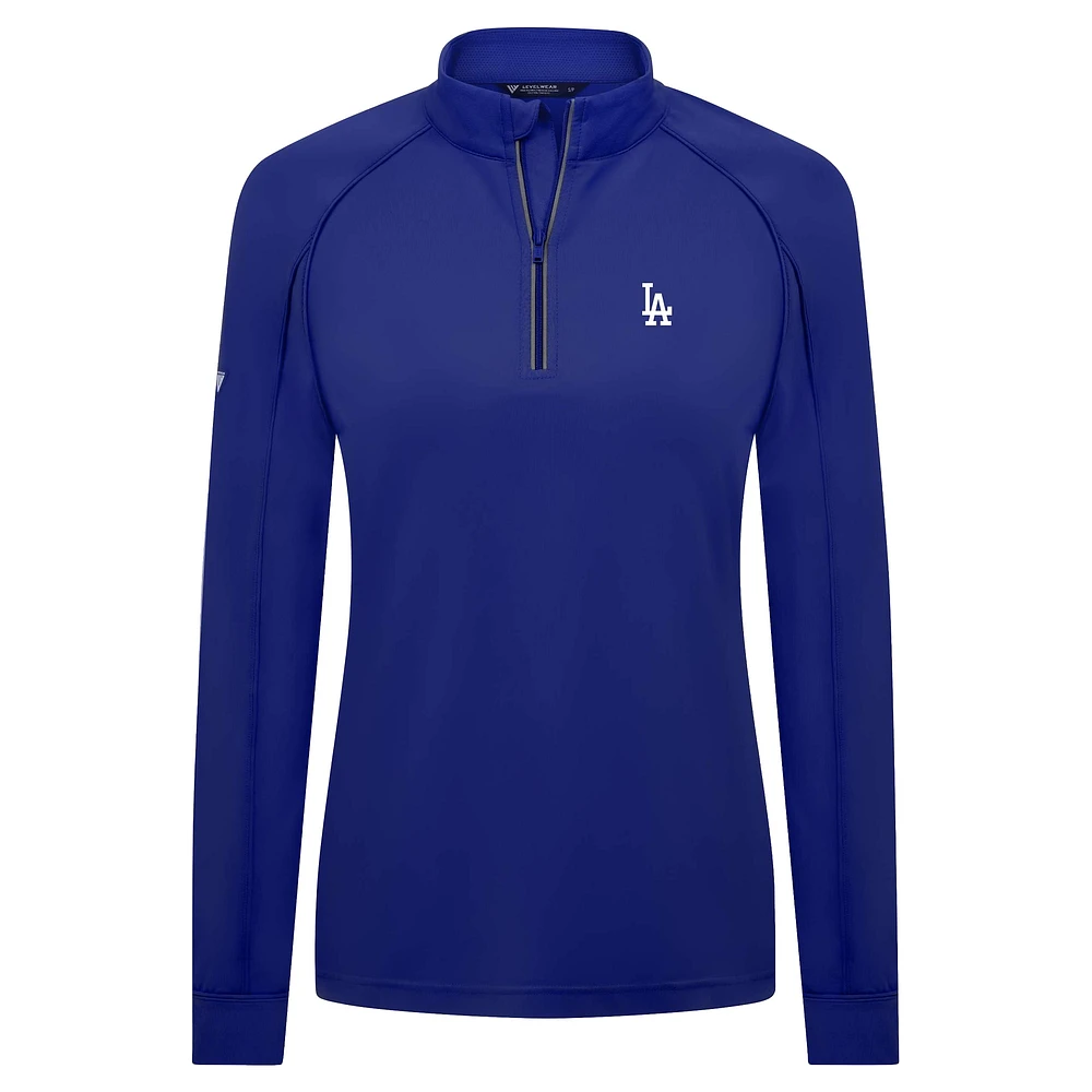 Women's Levelwear Royal Los Angeles Dodgers Kinetic Insignia 2.0 Raglan Quarter-Zip Top