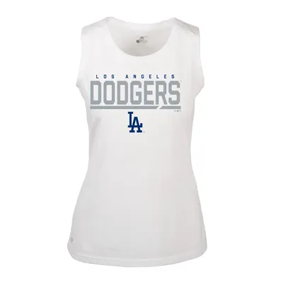 THE WILD COLLECTIVE Women's The Wild Collective White Los Angeles Dodgers  Washed Muscle Tank Top