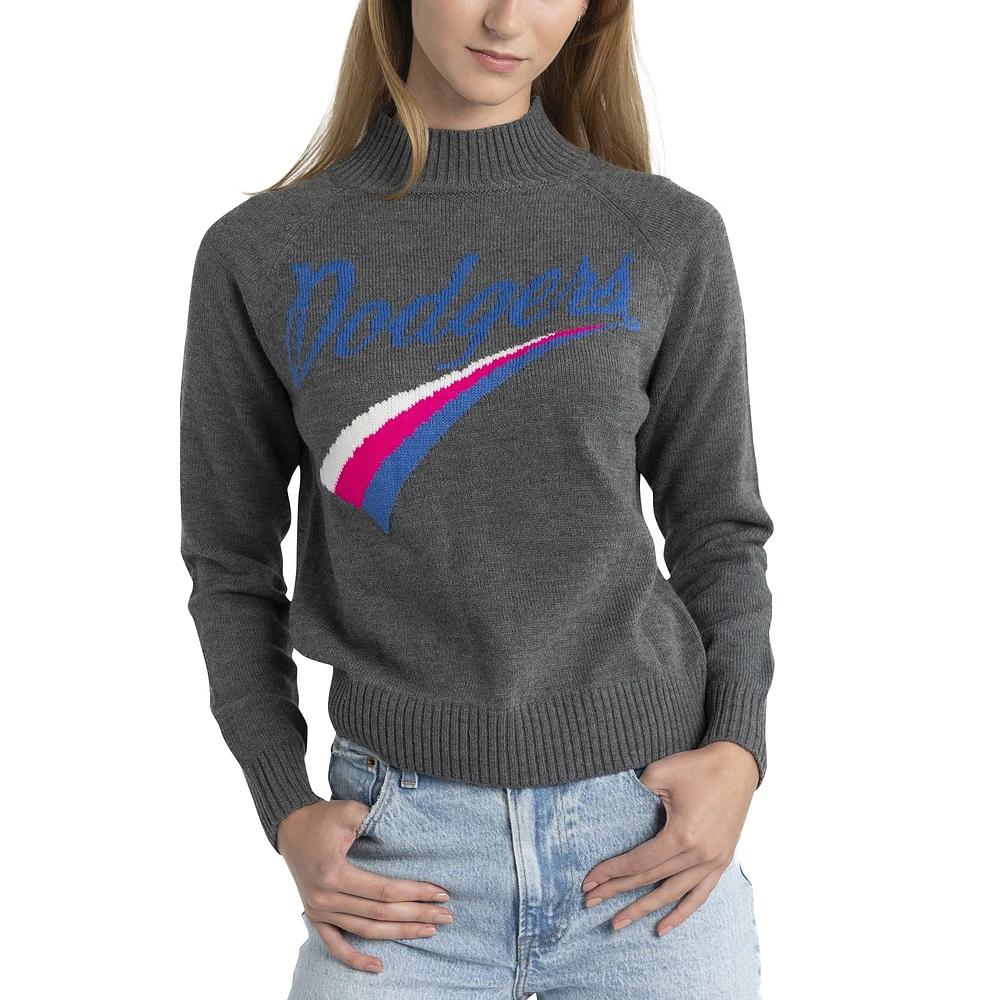 Women's Lusso  Gray Los Angeles Dodgers Serena Raglan Pullover Sweater