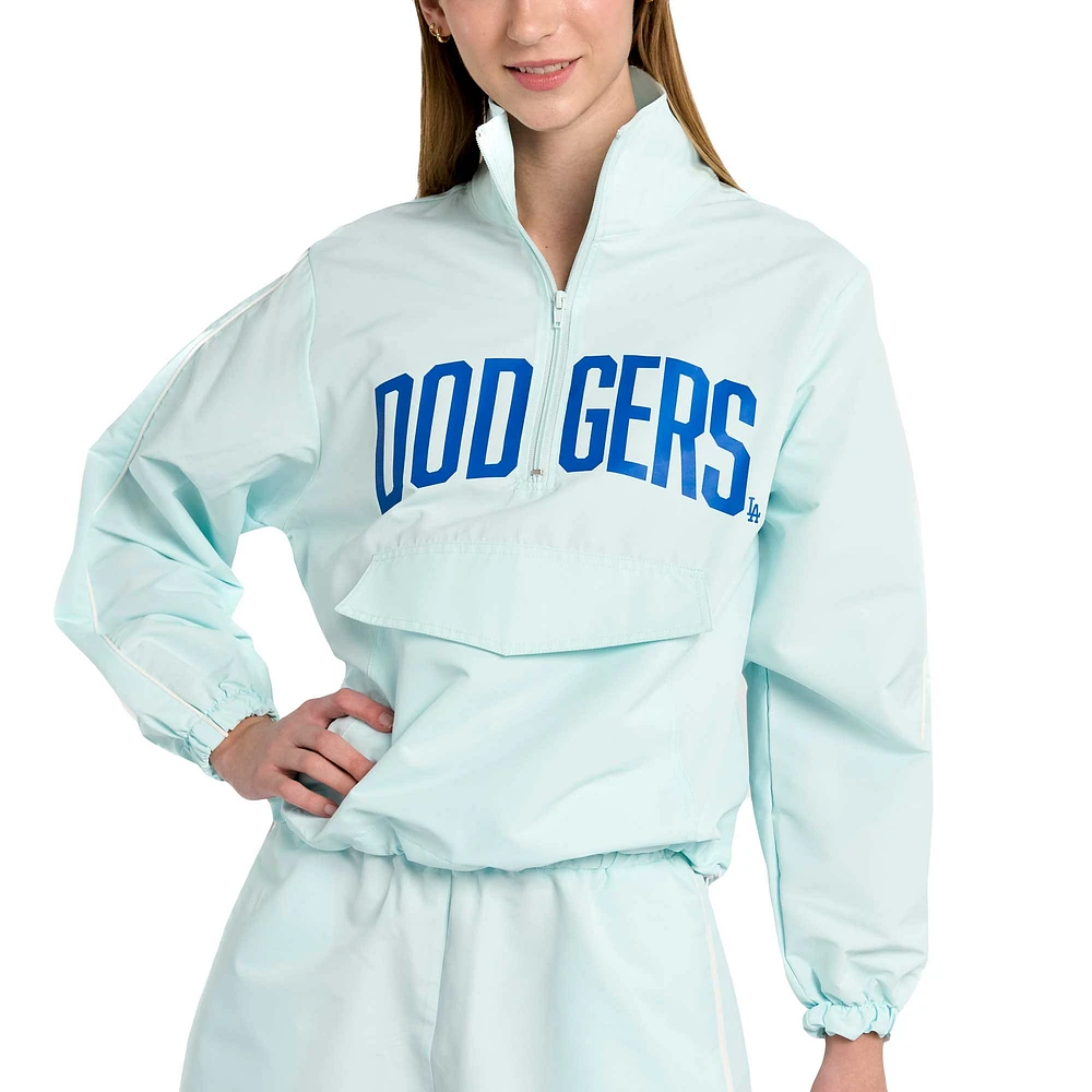 Veste à demi-zip Lusso bleu clair Los Angeles Dodgers Parker pour femme