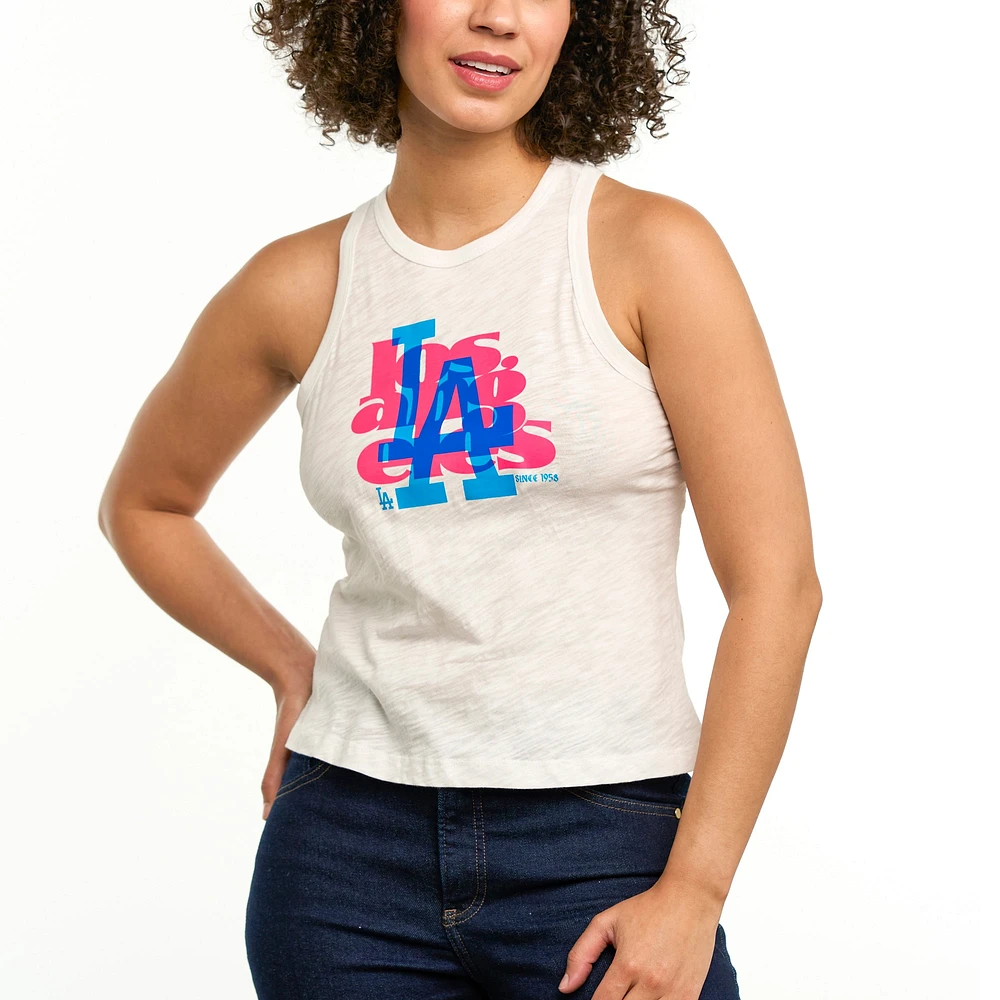 Women's Lusso White Los Angeles Dodgers Lourdes Tank Top