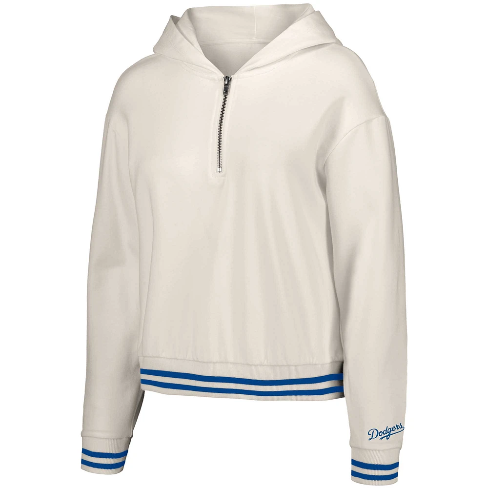 Women's Lusso  White Los Angeles Dodgers Magnolia Tri-Blend Quarter-Zip Hoodie