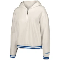 Women's Lusso  White Los Angeles Dodgers Magnolia Tri-Blend Quarter-Zip Hoodie