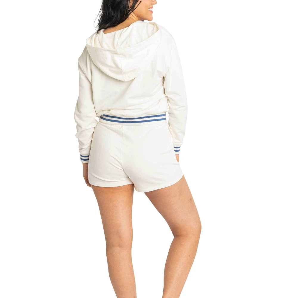 Women's Lusso  White Los Angeles Dodgers Magnolia Tri-Blend Quarter-Zip Hoodie