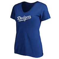 Women's Majestic Corey Seager Royal Los Angeles Dodgers Official Player Name & Number V-Neck T-Shirt