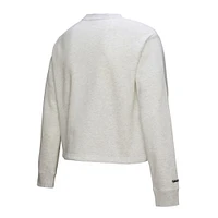 Women's Mitchell & Ness Heather Gray Los Angeles Dodgers Cropped Toggle Pullover Sweatshirt