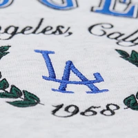 Women's Mitchell & Ness Heather Gray Los Angeles Dodgers Cropped Toggle Pullover Sweatshirt