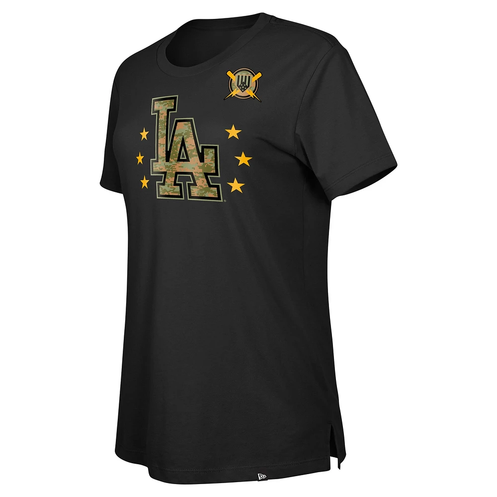 Women's New Era Black Los Angeles Dodgers Armed Forces Day T-Shirt