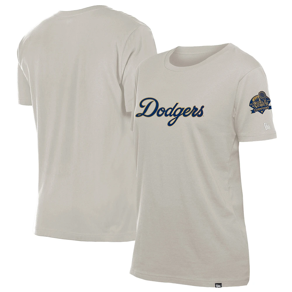 T-shirt New Era crème pour femme, collection or 2025 des Los Angeles Dodgers