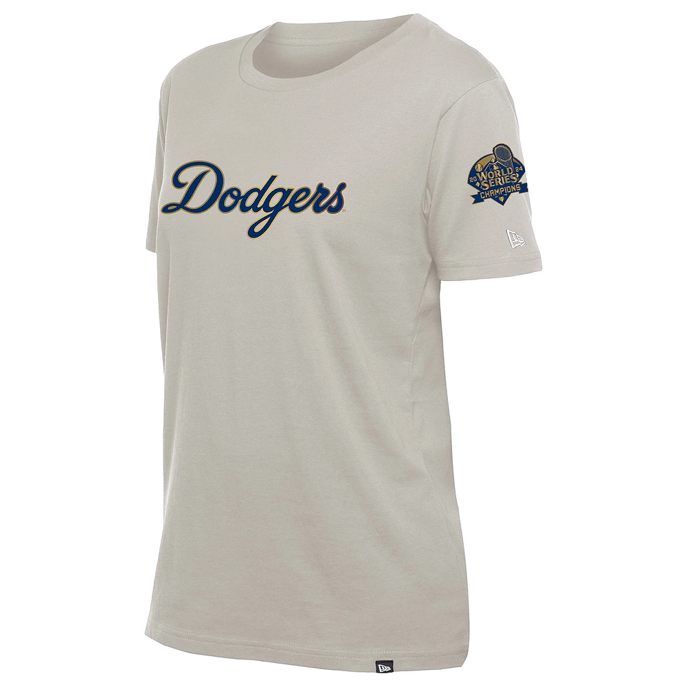 T-shirt New Era crème pour femme, collection or 2025 des Los Angeles Dodgers