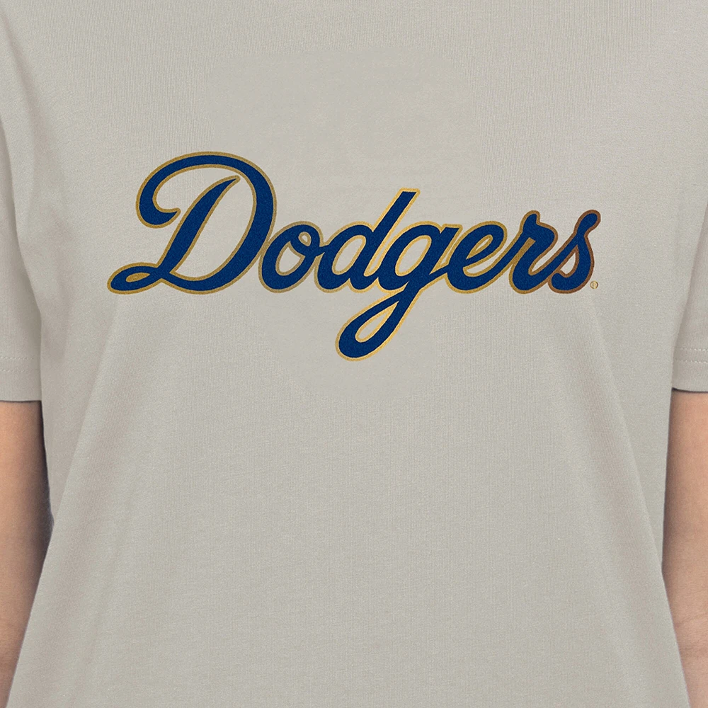 T-shirt New Era crème pour femme, collection or 2025 des Los Angeles Dodgers