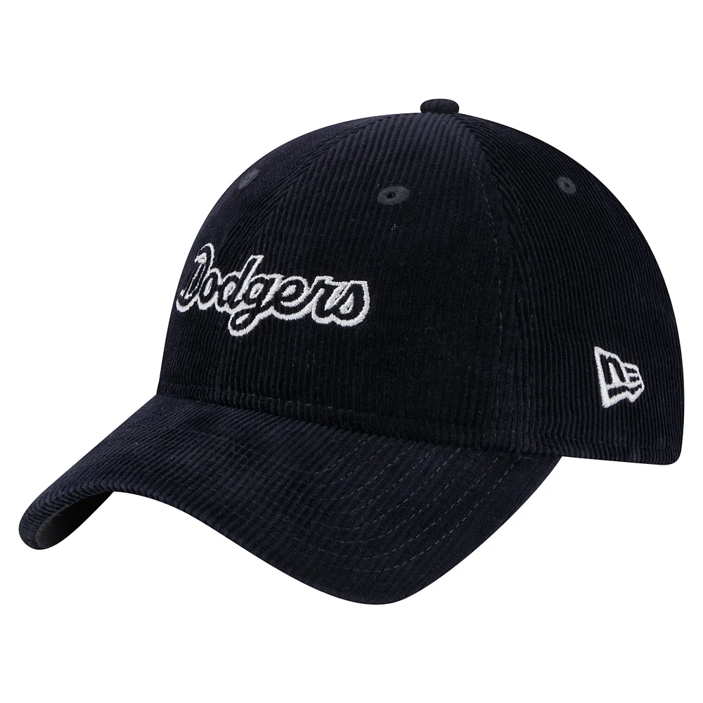 Casquette ajustable en velours côtelé bleu foncé 9TWENTY des Los Angeles Dodgers de New Era pour femme