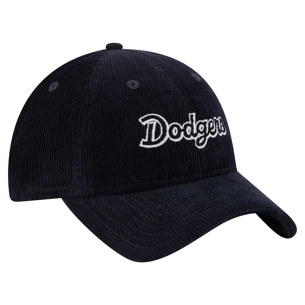 Casquette ajustable en velours côtelé bleu foncé 9TWENTY des Los Angeles Dodgers de New Era pour femme