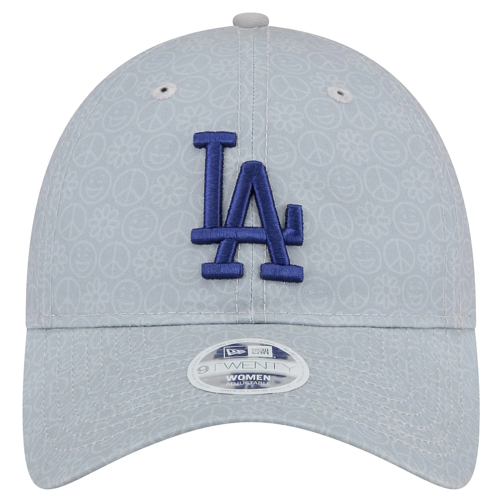 Women's New Era Gray Los Angeles Dodgers Don't Worry 9TWENTY Adjustable Hat