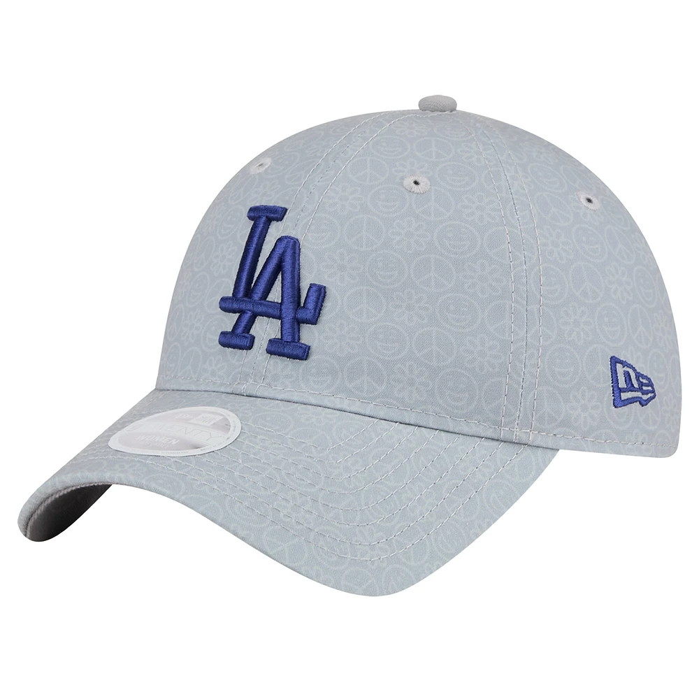 Women's New Era Gray Los Angeles Dodgers Don't Worry 9TWENTY Adjustable Hat