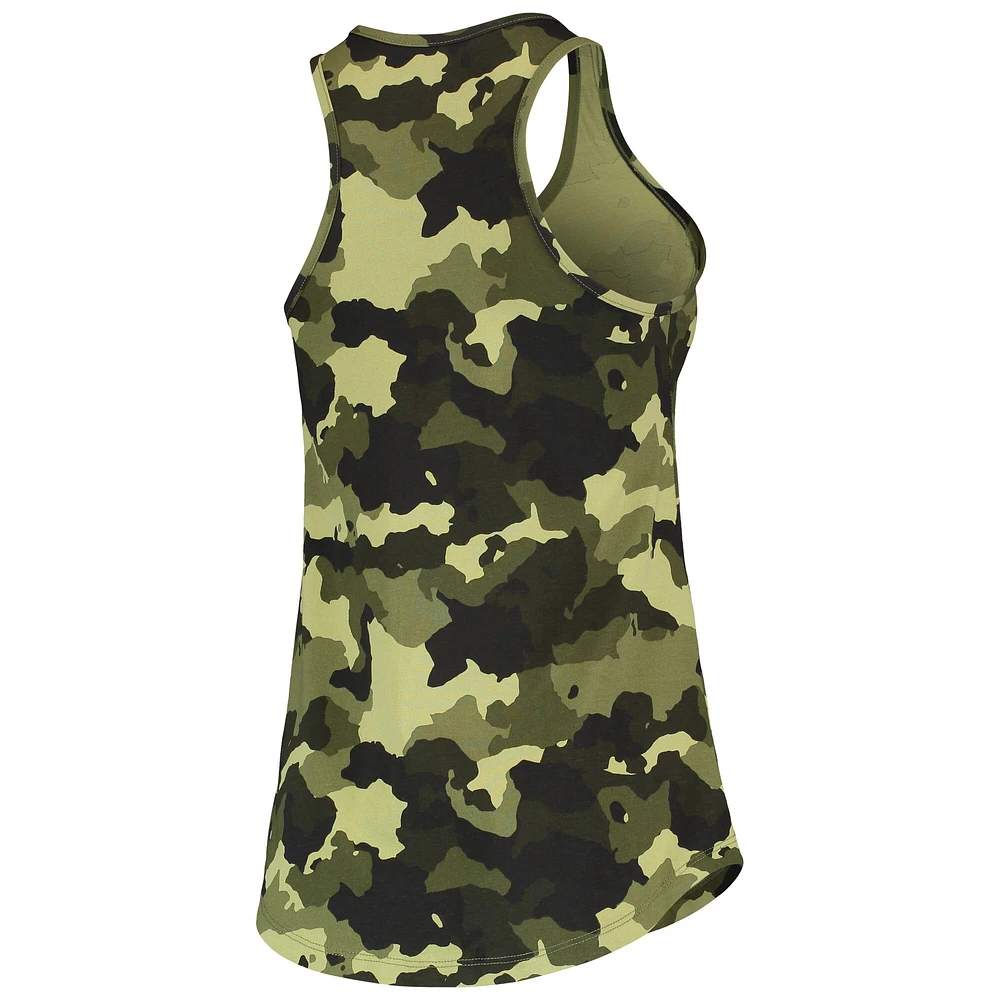 Women's New Era Green Los Angeles Dodgers 2022 MLB Armed Forces Day Camo Racerback Tank Top