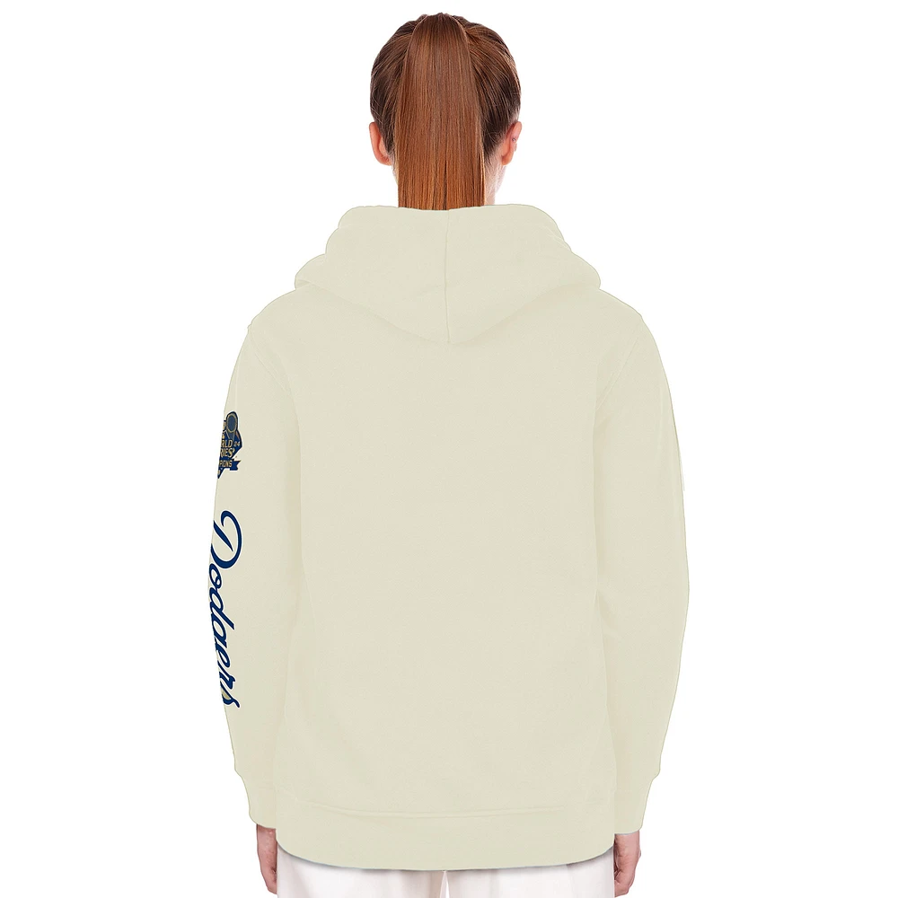 Sweat à capuche New Era Oatmeal Los Angeles Dodgers 2025 Gold Collection pour femme