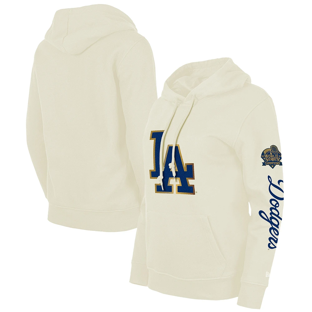 Sweat à capuche New Era Oatmeal Los Angeles Dodgers 2025 Gold Collection pour femme