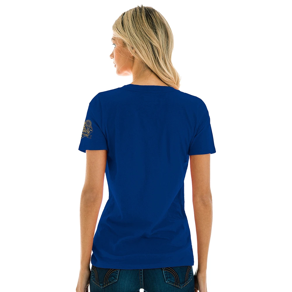 T-shirt col V New Era Royal Los Angeles Dodgers 2025 Gold Collection pour femme