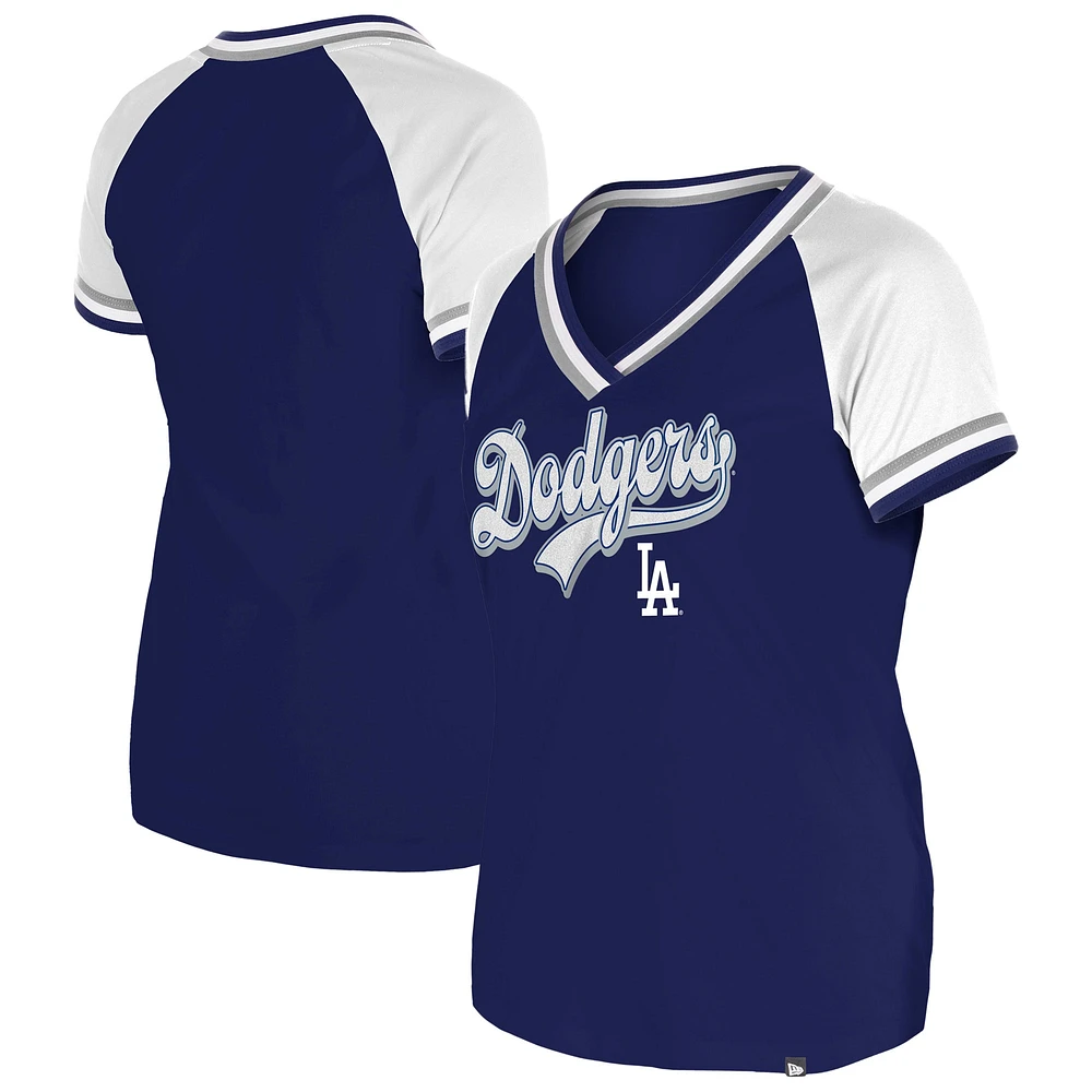 Women's New Era Royal Los Angeles Dodgers Gameday Raglan V-Neck T-Shirt