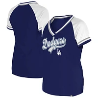 Women's New Era Royal Los Angeles Dodgers Gameday Raglan V-Neck T-Shirt