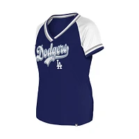 Women's New Era Royal Los Angeles Dodgers Gameday Raglan V-Neck T-Shirt