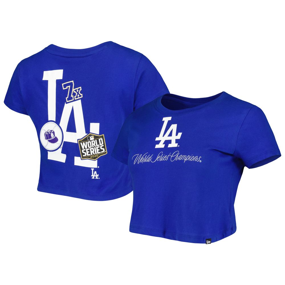 Women's Los Angeles Dodgers New Era Royal Baby Jersey Cropped Long Sleeve  T-Shirt