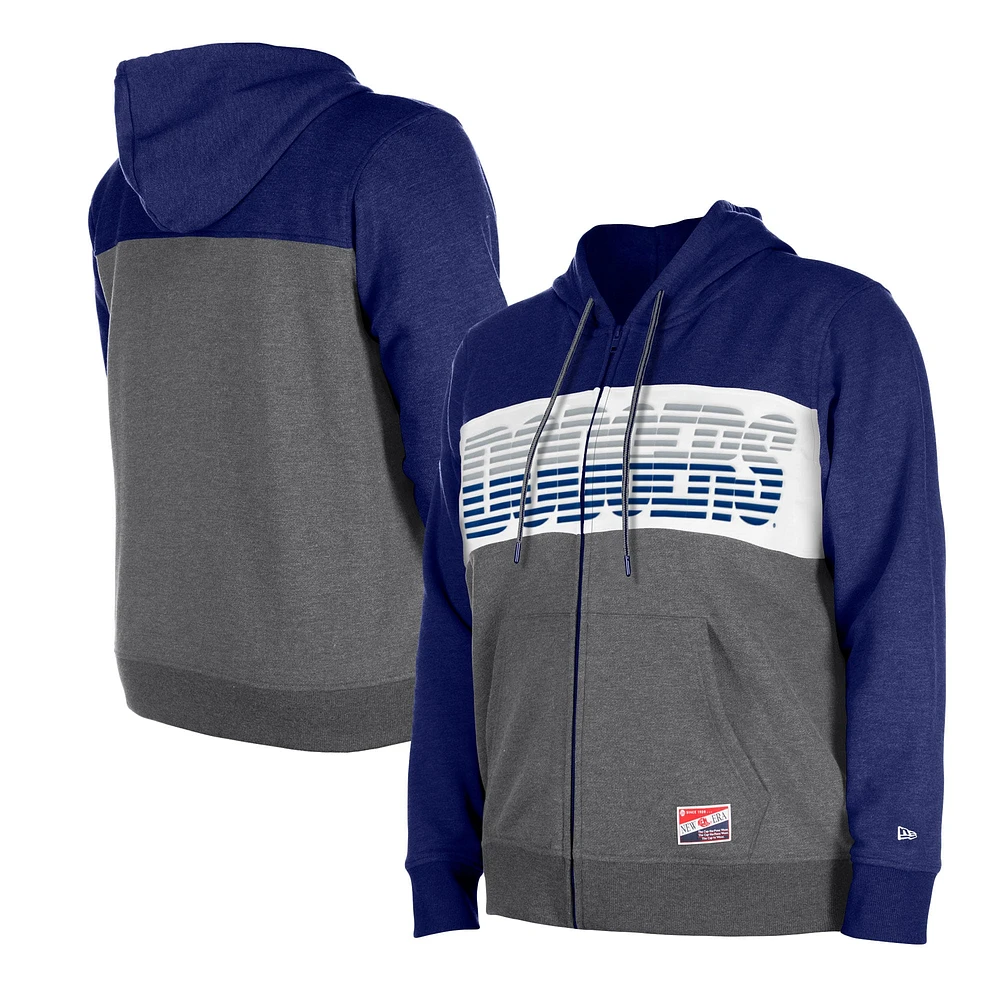 Women's New Era Royal Los Angeles Dodgers Plus Color Block Full-Zip Hoodie