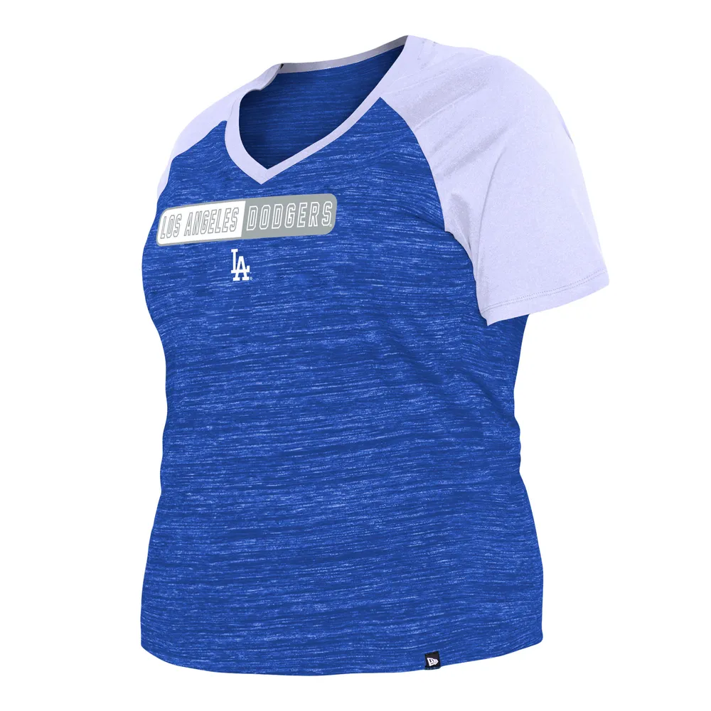 New Era Women's New Era Royal Los Angeles Dodgers Plus Space Dye Raglan  V-Neck T-Shirt
