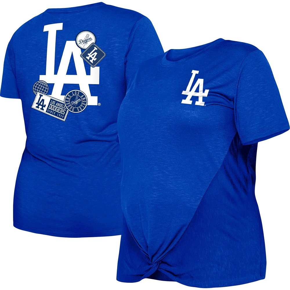 T-shirt New Era Royal Los Angeles Dodgers pour femme taille plus avec nœud à l'avant