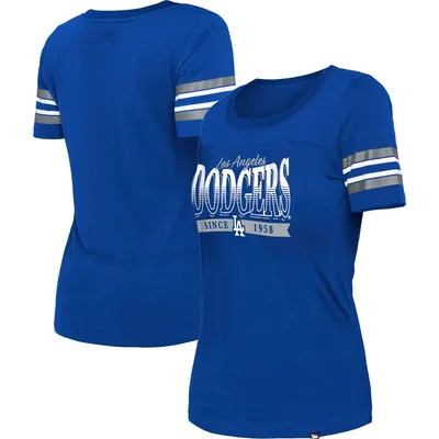Los Angeles Dodgers New Era Women's Team Stripe T-Shirt - Royal