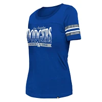 T-shirt rayé New Era pour femme Royal Los Angeles Dodgers Team